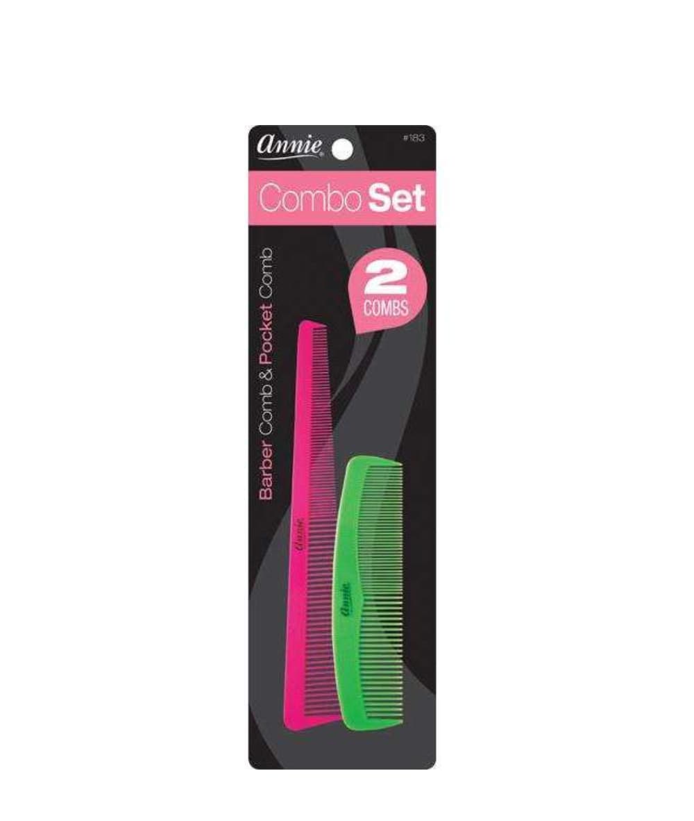 Annie 2PC Comb Set Barber Comb&amp;Pocket Comb [Assorted] 