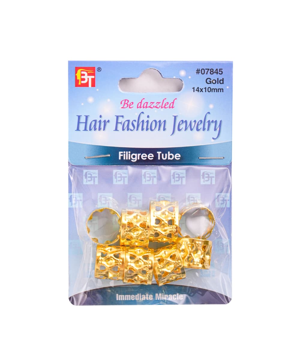 Beauty Town Filigree Tube Gold 14X10mm 8PCS #07845, Hair Tools - Cloré Beauty