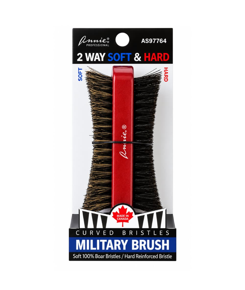 Kim &amp; C 2 Way Soft &amp; Hard Curved Bristle Brush Military 