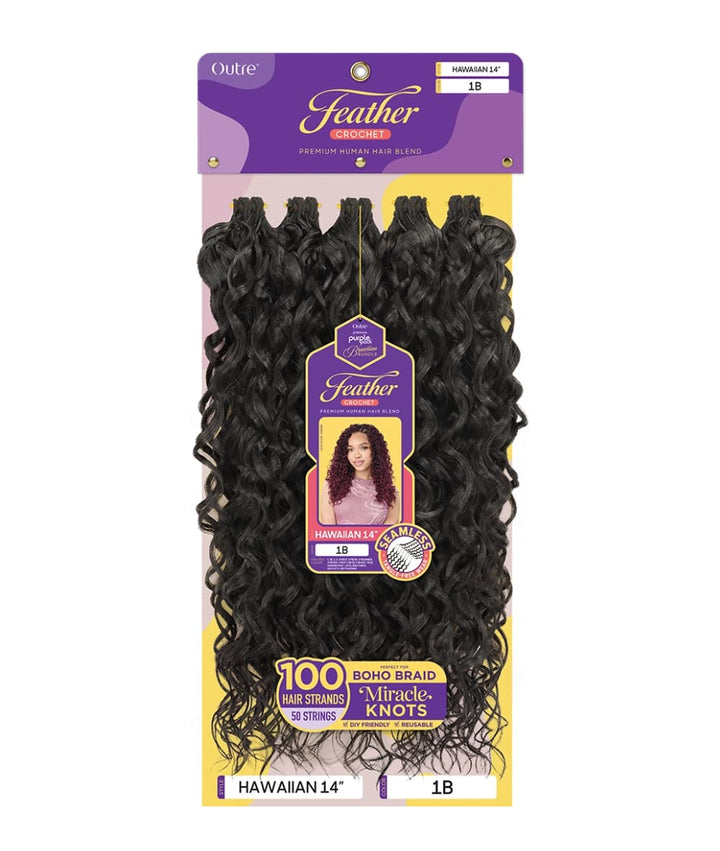 Outre Purple Pack Feather Crochet Hawaiian 14", Hair Extensions - Cloré Beauty