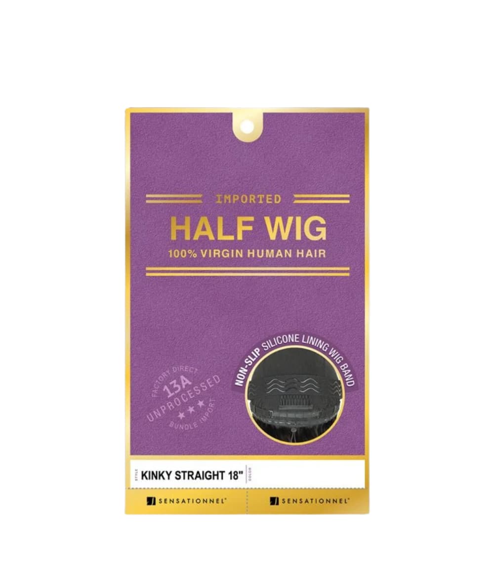 Sensationnel 100% Virgin Human Hair 13A Half Wig Kinky Straight 18"