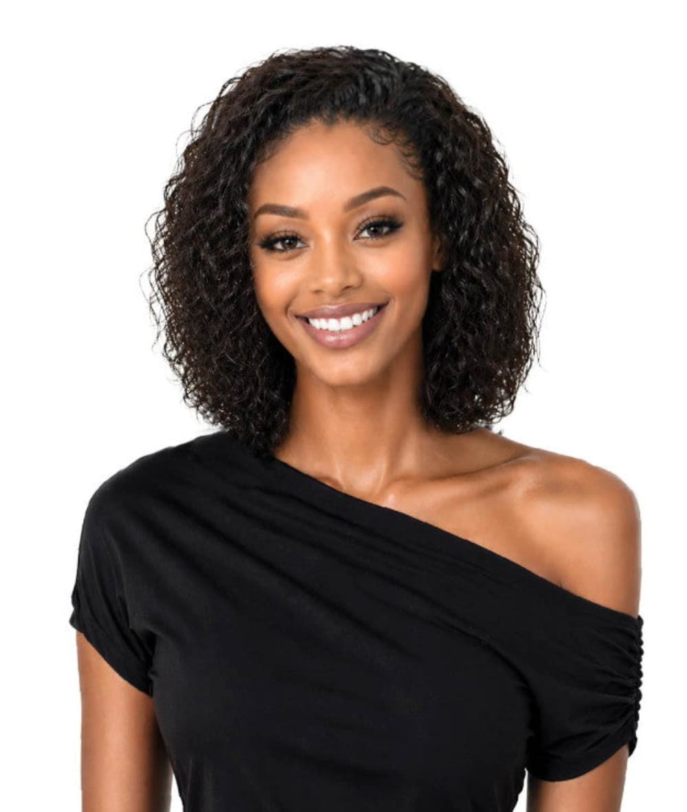 Bobbi Boss Unprocessed Human Hair Boss Wig Full Cap 2-in-1 Water Wave 12"