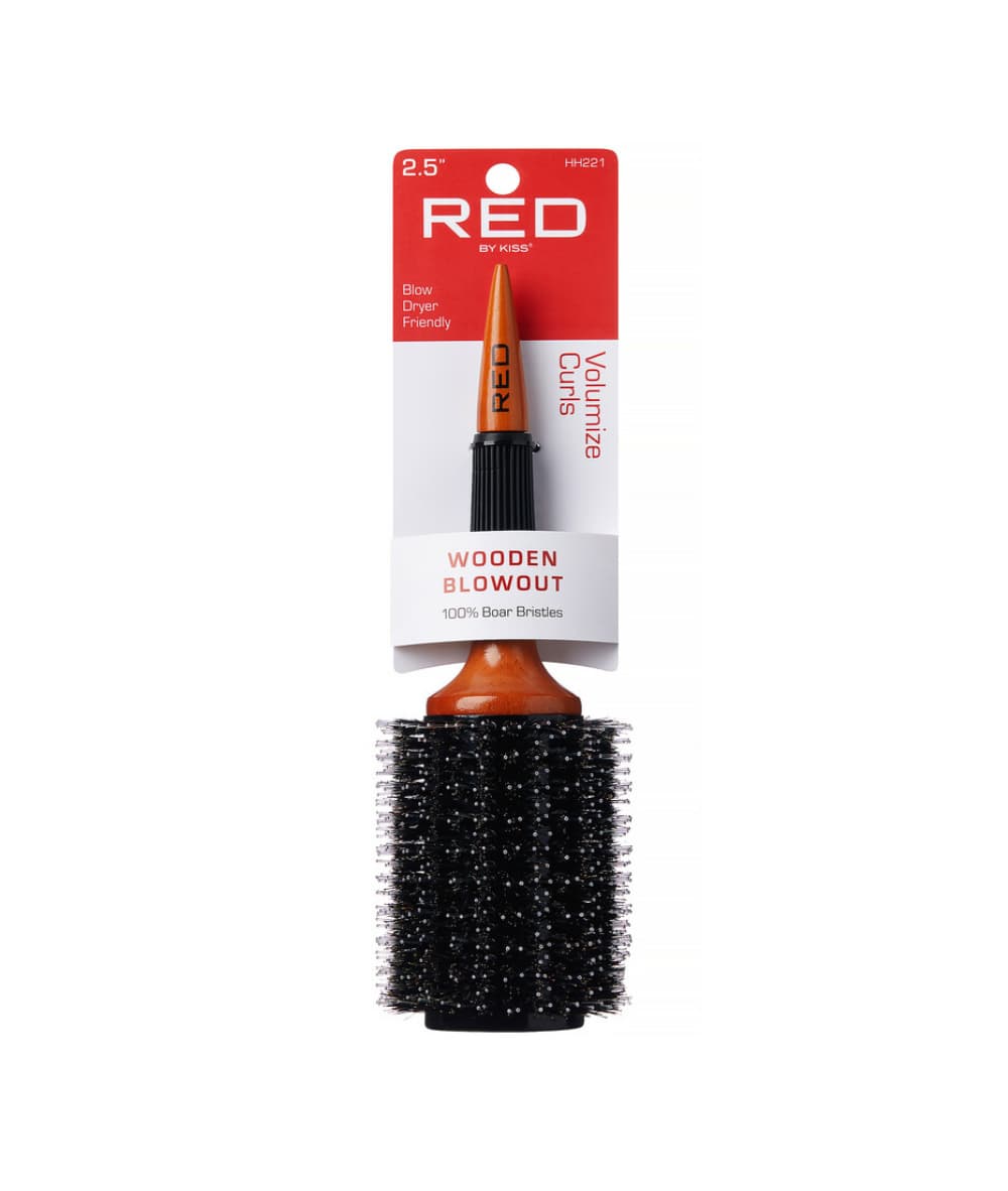 RED Wooden Round Brush 