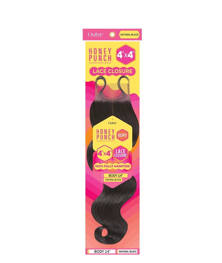 Outre Honeypunch 4X4 HD Lace Closure Body 14", Hair Extensions - Cloré Beauty