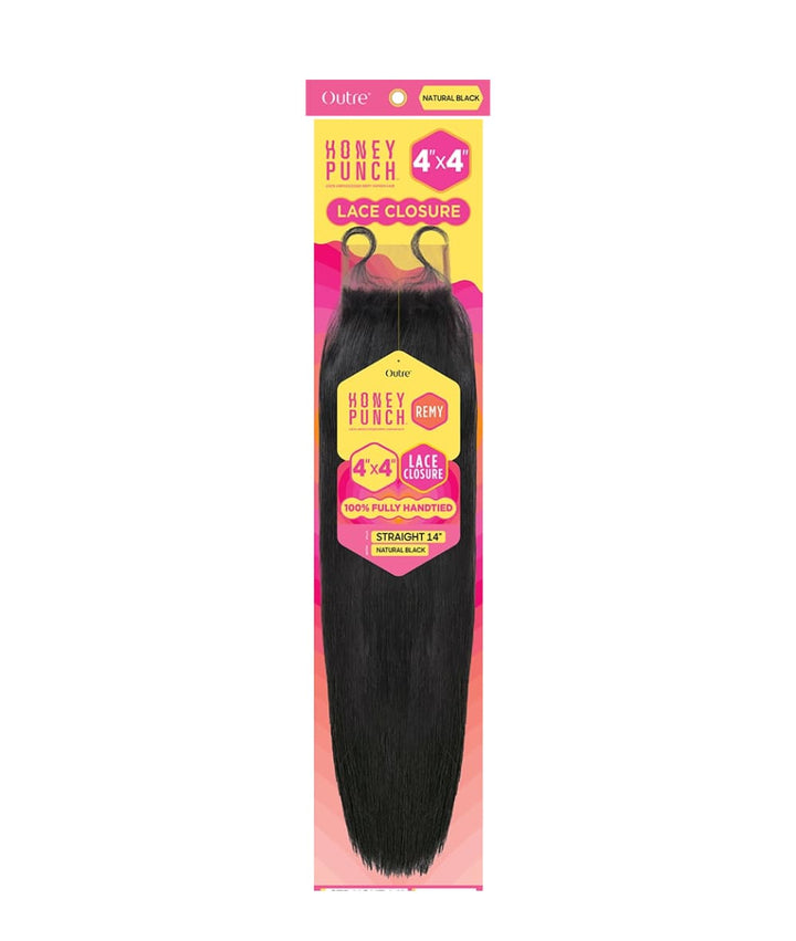 Outre Honeypunch 4X4 HD Lace Closure Straight 14", Hair Extensions - Cloré Beauty