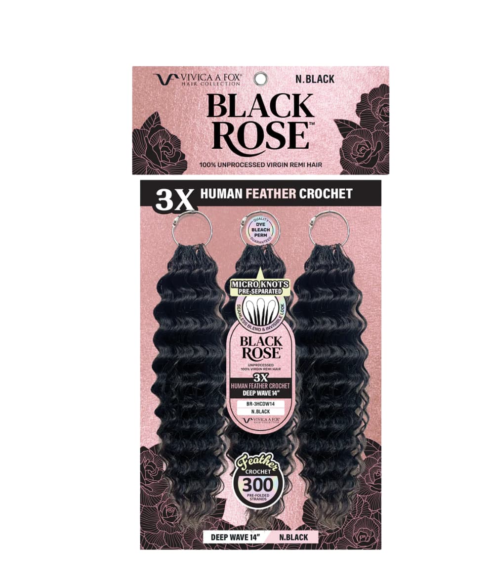 Vivica A Fox Black Rose Human Hair Crochet Extension 3X Deep Wave 18"