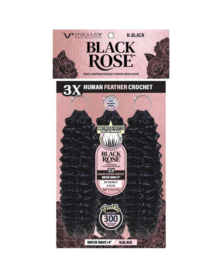Vivica A Fox Black Rose Human Hair Crochet Extension 3X Water Wave 18"