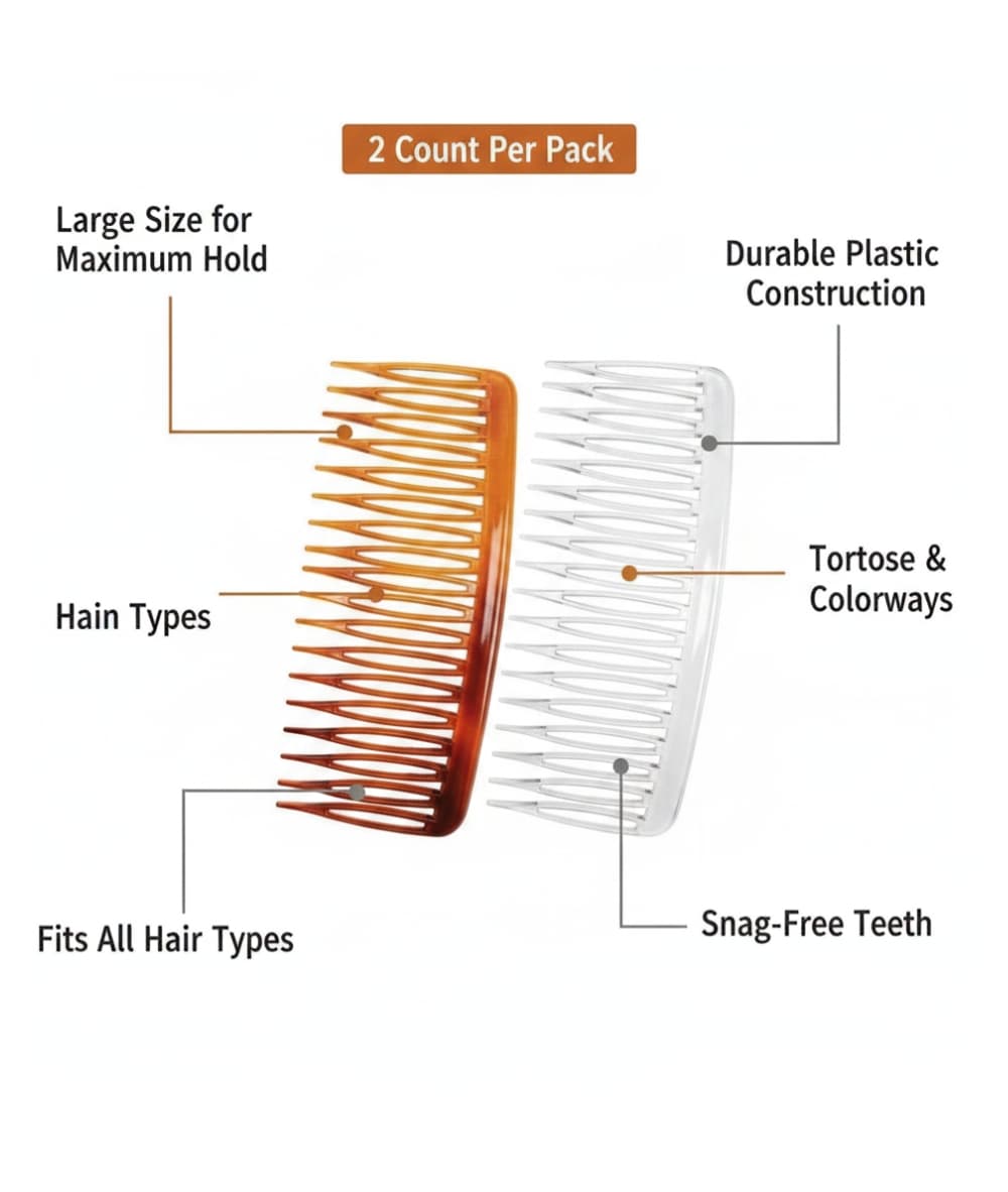 Annie 2 Side Combs Large Brown 