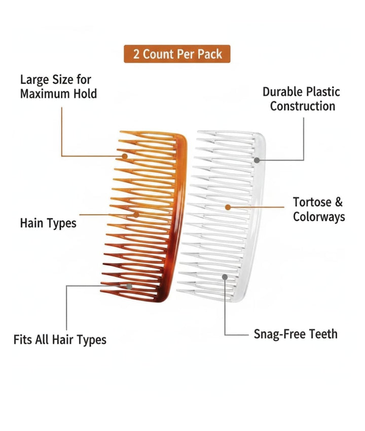 Annie 2 Side Combs Large Brown 