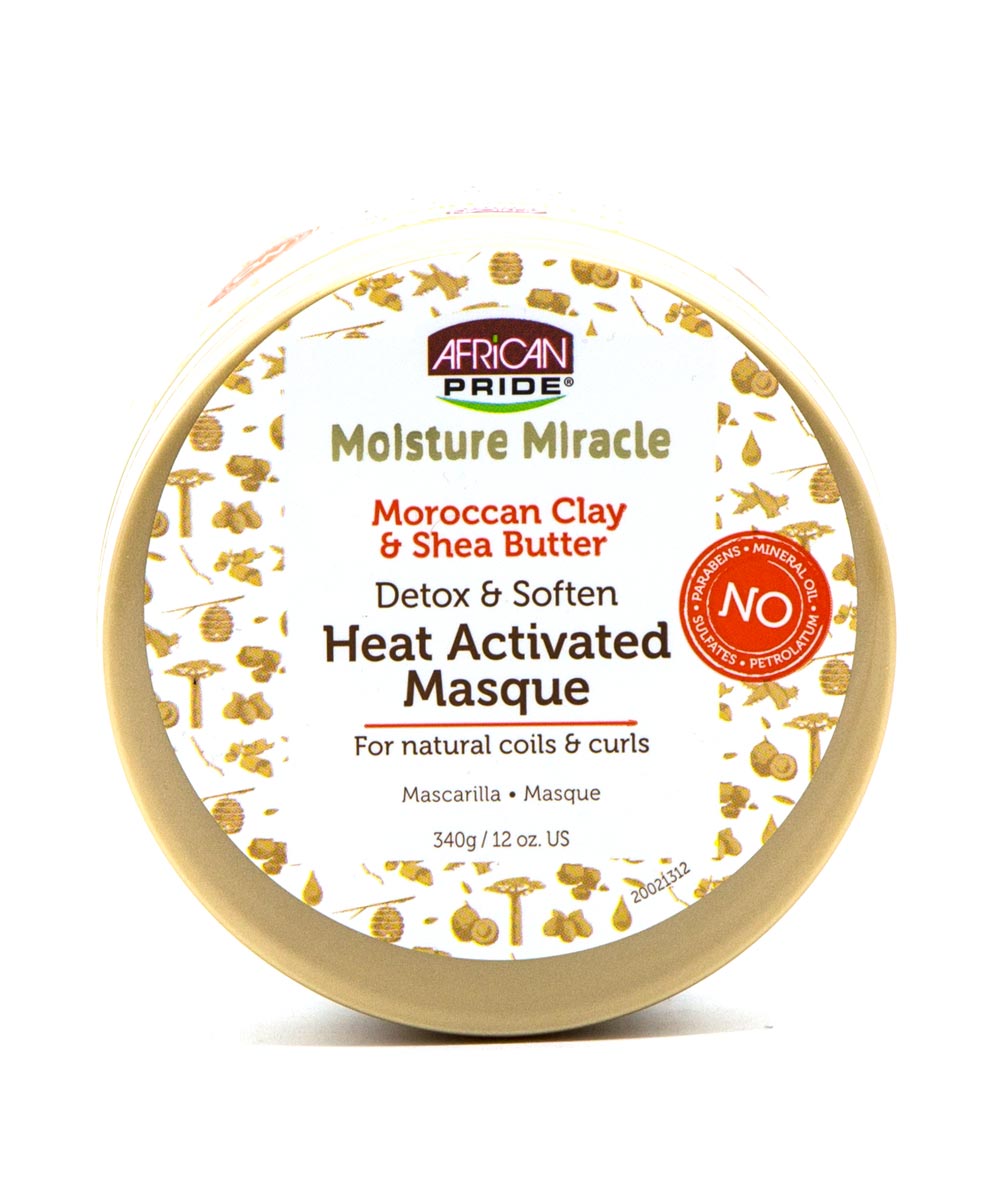 African Pride Moisture Miracle Moroccan Clay&Shea Butter Heat Activated Masque 12oz, Hair Care - Cloré Beauty