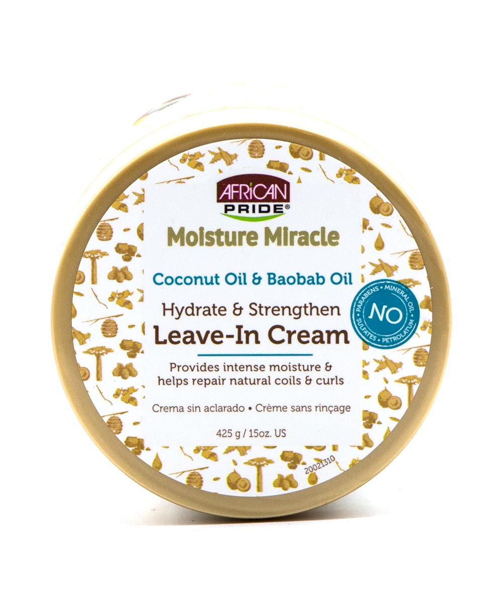 African Pride Moisture Miracle Coconut Oil&Baobab Oil Leave-In Cream 15oz