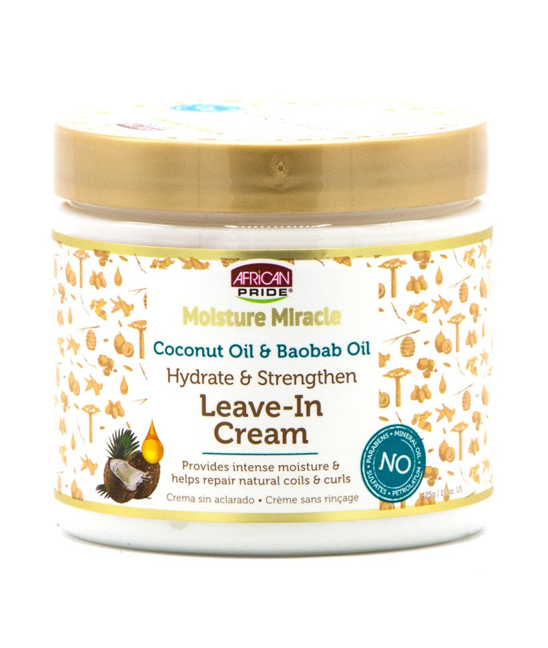 African Pride Moisture Miracle Coconut Oil&Baobab Oil Leave-In Cream 15Oz