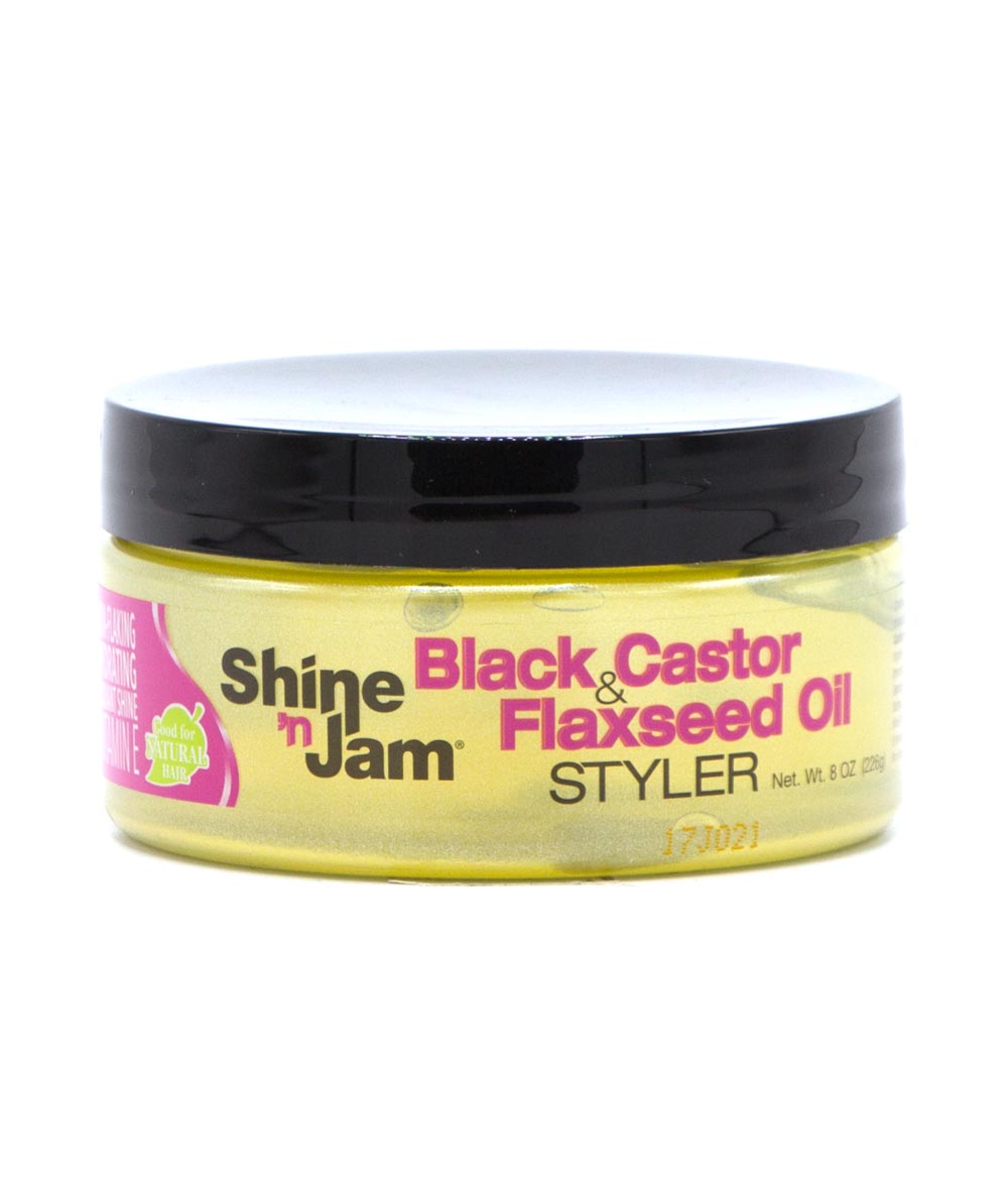 Ampro Shine N Jam Black Castor And Flaxseed Oil Styler 8oz, HAIR CARE - Cloré Beauty