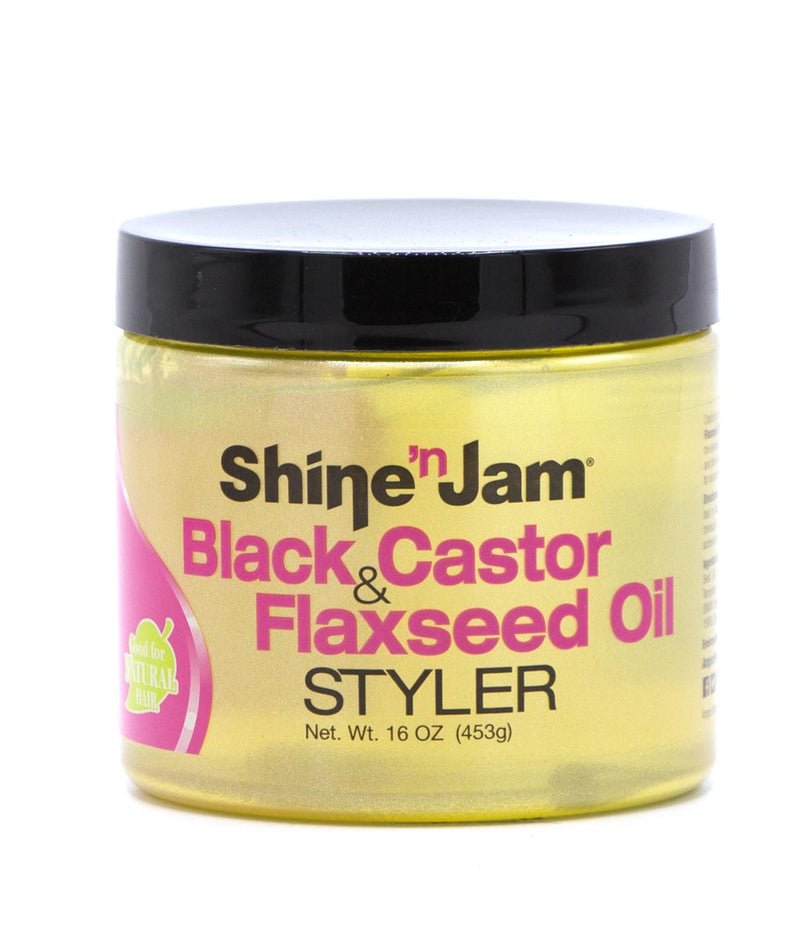 Ampro Shine N Jam Black Castor And Flaxseed Oil Styler 16Oz