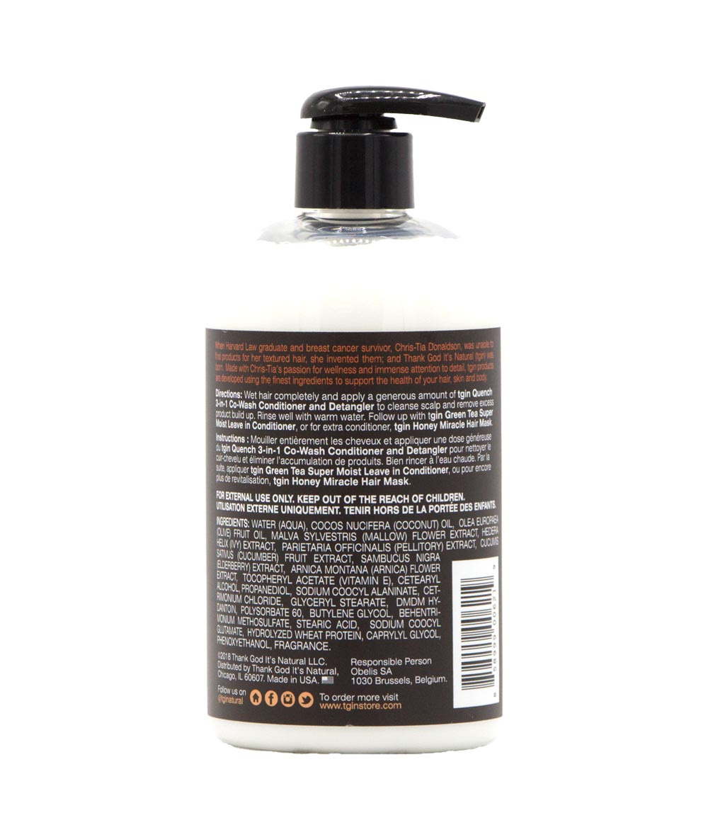 Tgin Quench 3-In-1 Co-Wash Conditioner And Detangler 13Oz, Hair Care - Cloré Beauty