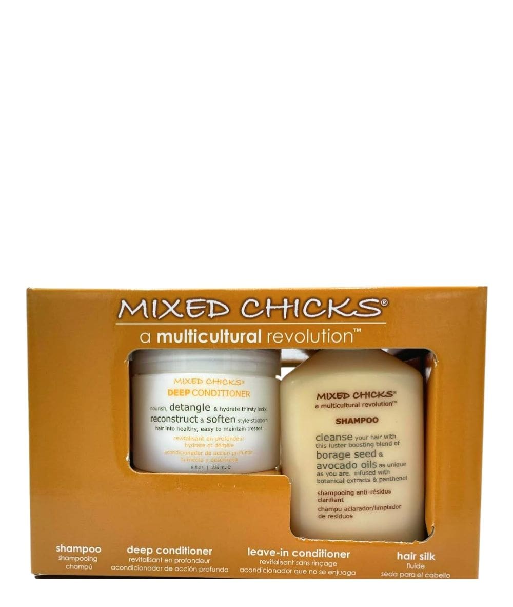 Mixed Chicks Quad Pack[Shampoo, Deep Conditioner, L/I Conditioner, Hair Silk], Hair Care - Cloré Beauty