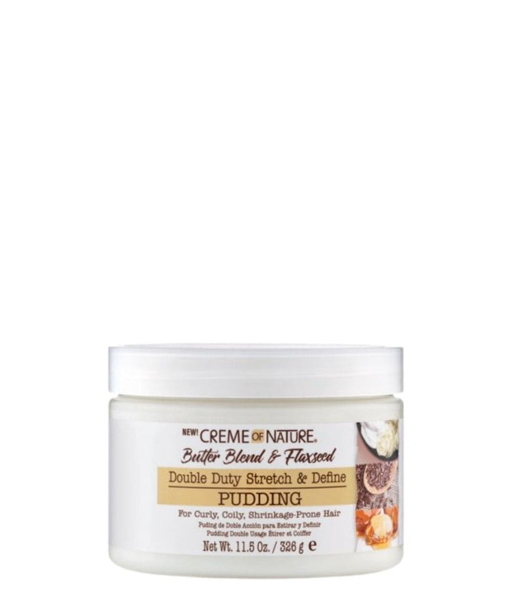 Creme Of Nature Butter Blend&Flaxseed Double Duty Stretch&Define Pudding 11.5Oz