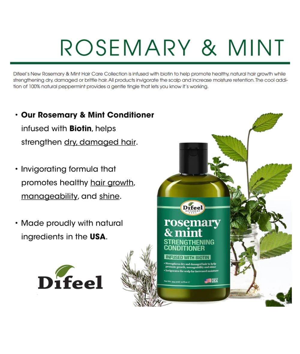 Difeel Rosemary & Mint Strengthening Conditioner 12oz, Hair Care - Cloré Beauty