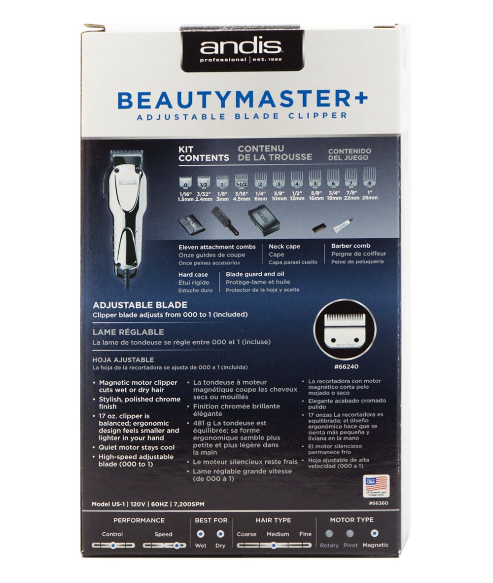 Andis Beauty Master Plus Adjustable Blade Clipper #66360, HAIR STYLING TOOLS - Cloré Beauty