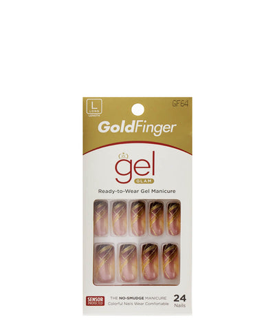 Kiss Gold Finger Gel Glam Nail Kit 24 Nails #Gf