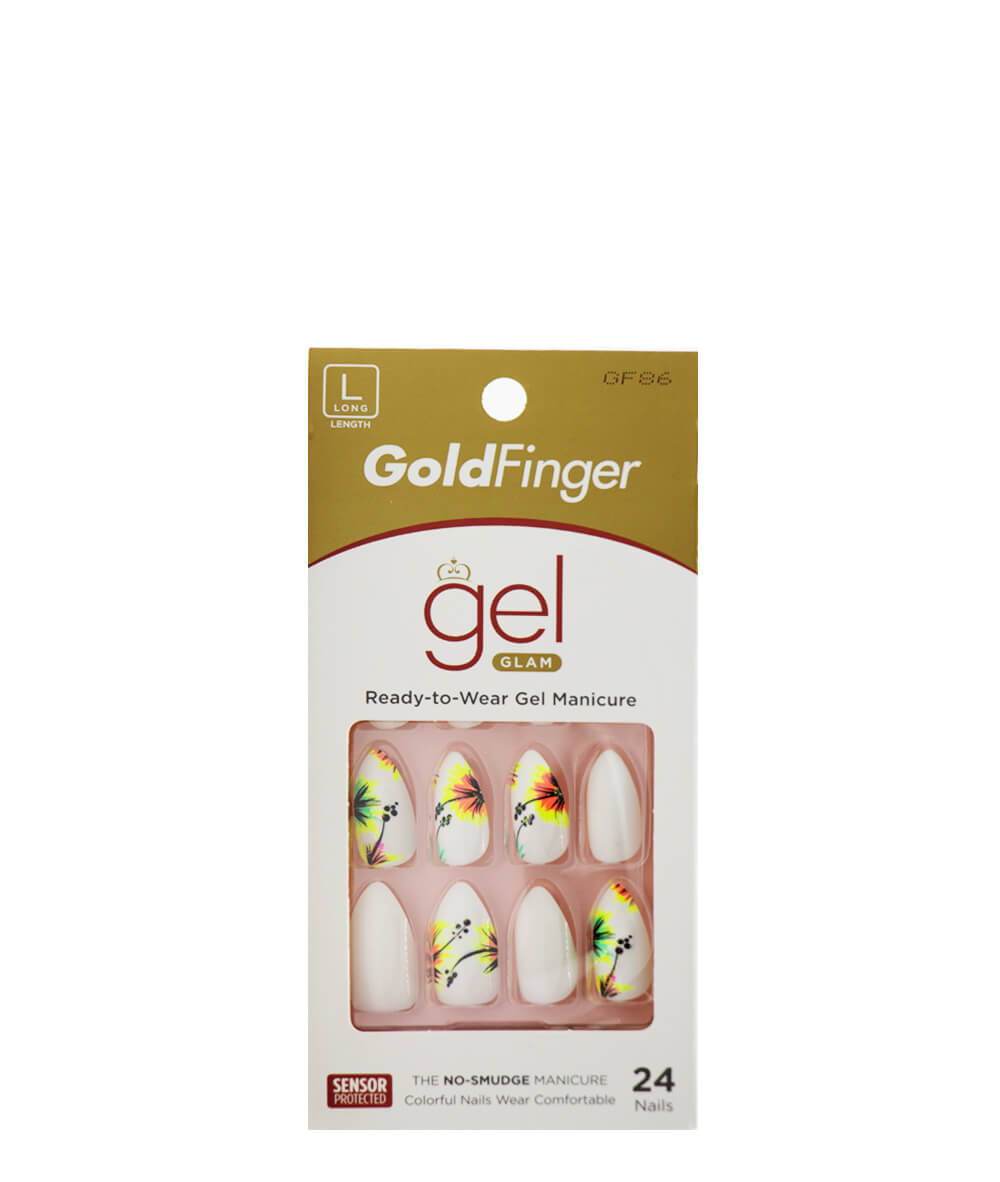 Kiss Gold Finger Gel Glam Nail Kit 24 Nails #Gf