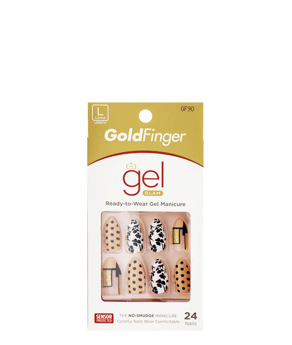 Kiss Gold Finger Gel Glam Nail Kit 24 Nails #Gf