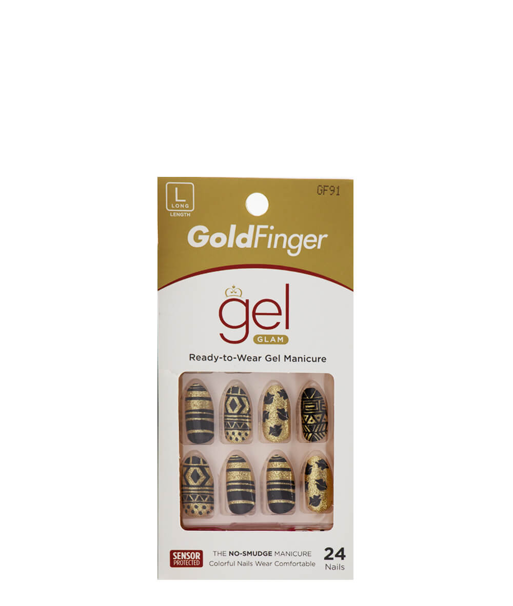 Kiss Gold Finger Gel Glam Nail Kit 24 Nails #Gf