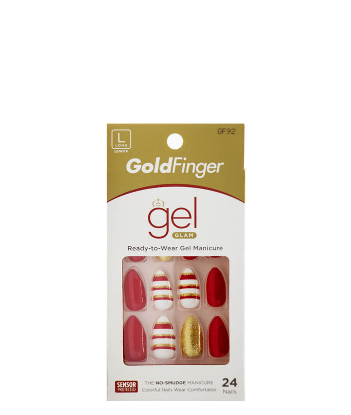 Kiss Gold Finger Gel Glam Nail Kit 24 Nails #Gf