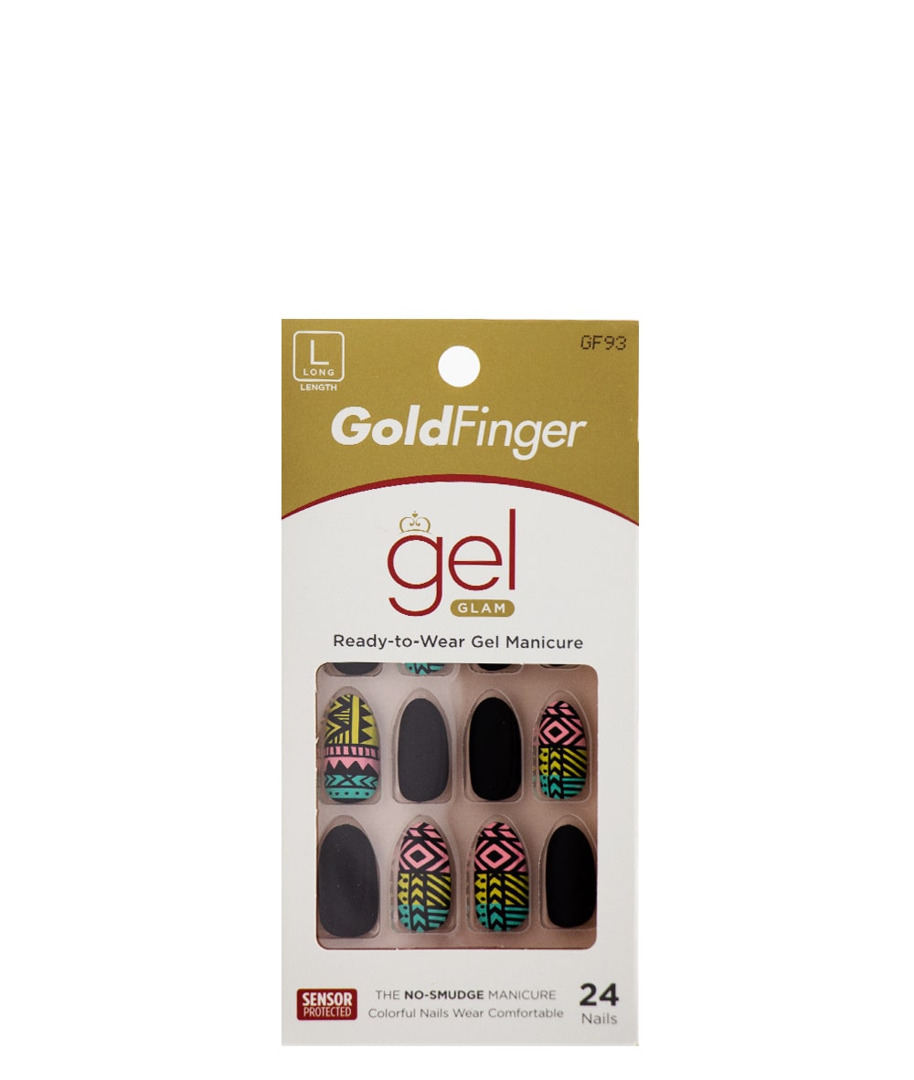 Kiss Gold Finger Gel Glam Nail Kit 24 Nails #Gf