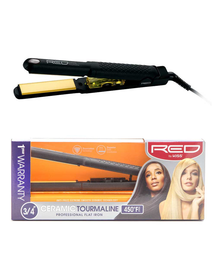 Red By Kiss Ceramic Tourmaline Professional Flat Iron 450F 3/4" #Fi075