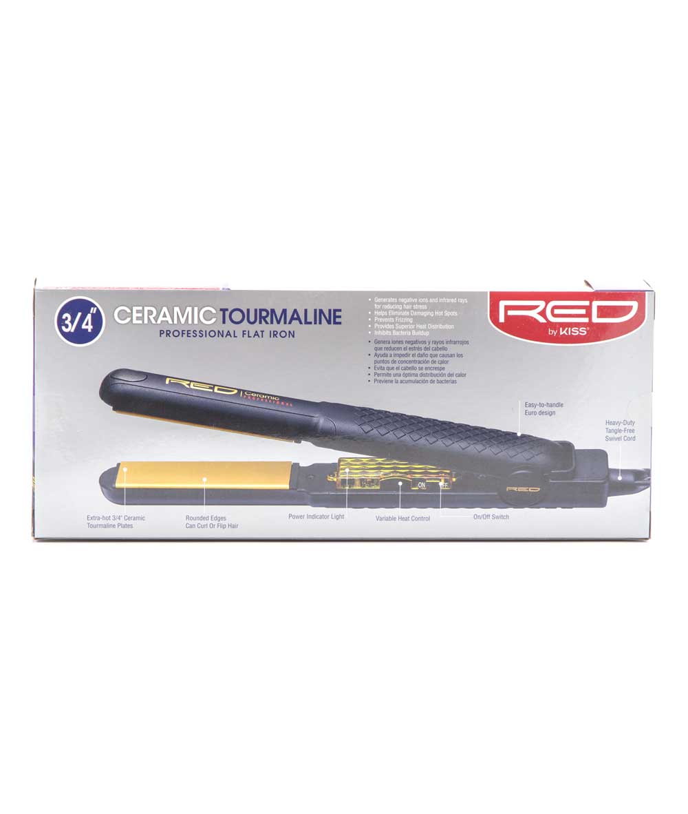 Red By Kiss Ceramic Tourmaline Professional Flat Iron 450F 3/4 inch #Fi075, HAIR STYLING TOOLS - Cloré Beauty