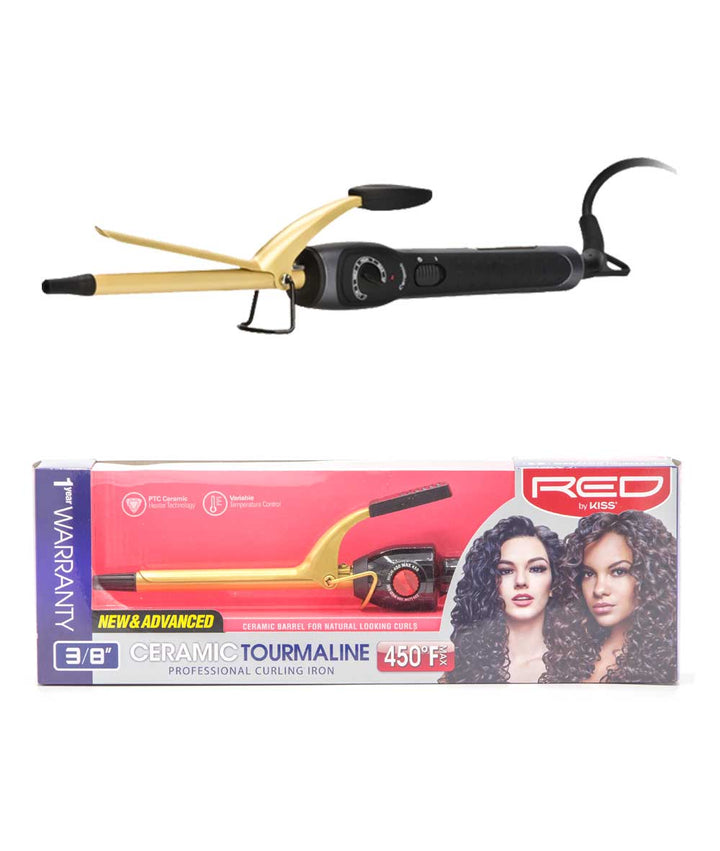 Red By Kiss Ceramic Tourmaline Professional Curling Iron 450F