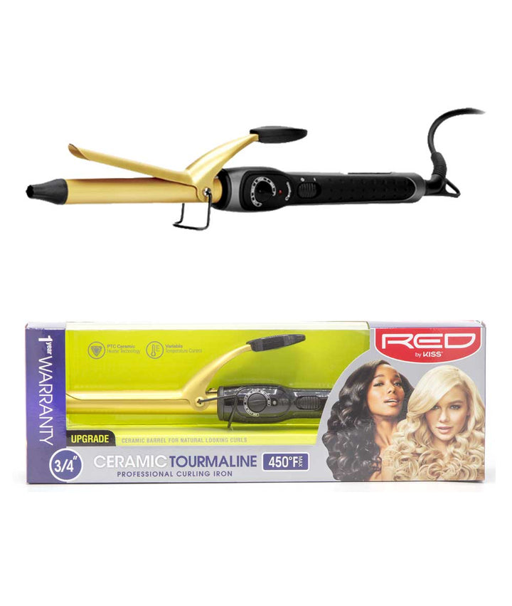 Red By Kiss Ceramic Tourmaline Professional Curling Iron 450F