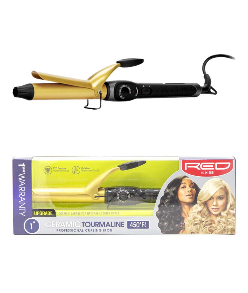 Red By Kiss Ceramic Tourmaline Professional Curling Iron 450F