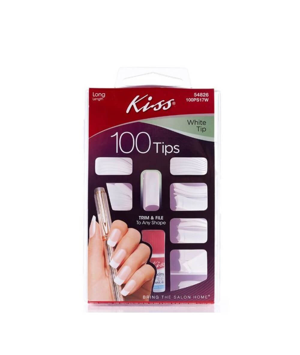 Kiss 100Tips Long 100Ps17W White Tip, COSMETICS MAKEUP - Cloré Beauty