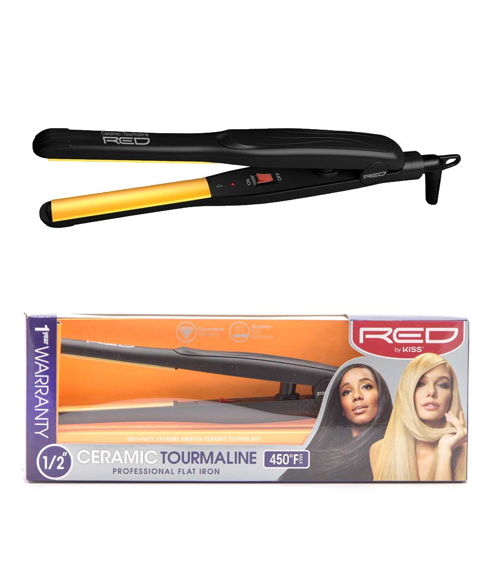 Red By Kiss Ceramic Tourmaline Professional Flat Iron 450F 1/2" #Fi050N