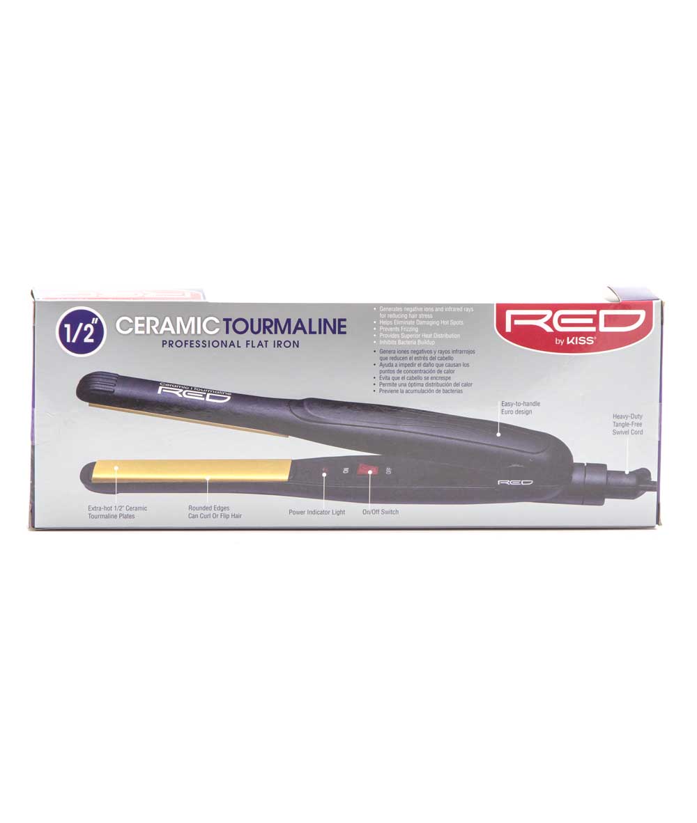 Red By Kiss Ceramic Tourmaline Professional Flat Iron 450F 1/2 inch #Fi050N, HAIR STYLING TOOLS - Cloré Beauty