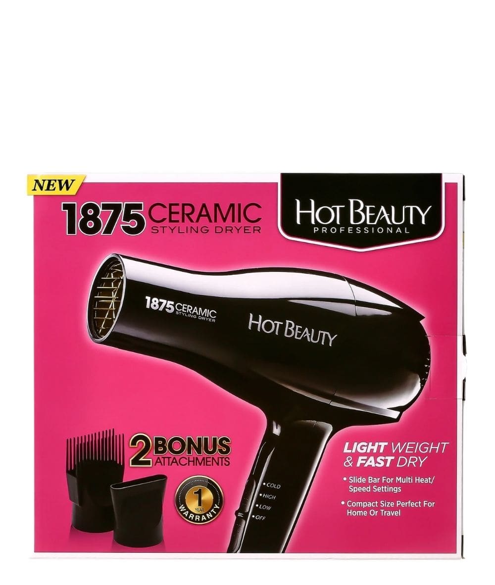 Hot Beauty Styling Dryer 1875 Ceramic With Bonus 2 Attachments #Hbd01, HAIR STYLING TOOLS - Cloré Beauty