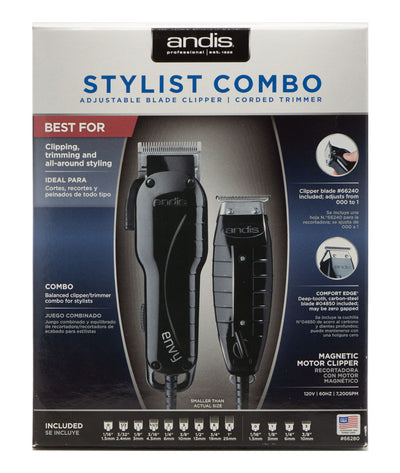 Andis Stylist Combo Adjustable Blade Clipper, Corded Trimmer #66280