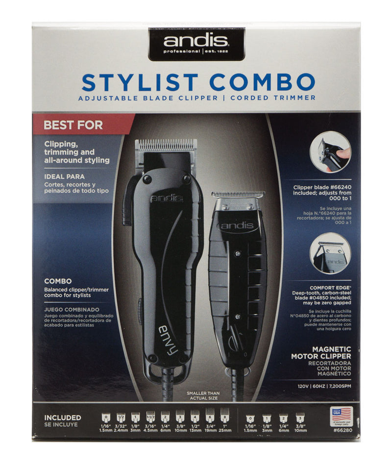 Andis Stylist Combo Adjustable Blade Clipper, Corded Trimmer 