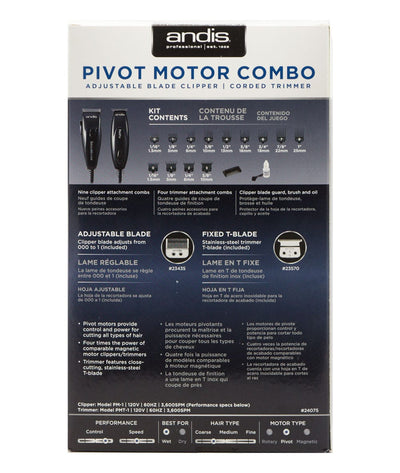 Andis Pivot Motor Combo Adjustable Blade Clipper, Corded Trimmer #24075