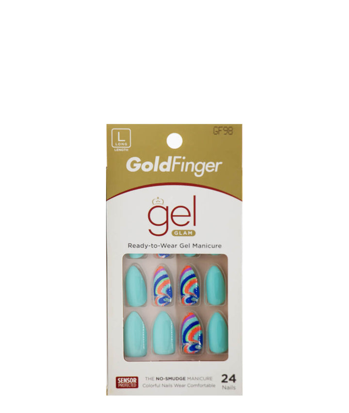 Kiss Gold Finger Gel Glam Nail Kit 24 Nails #Gf