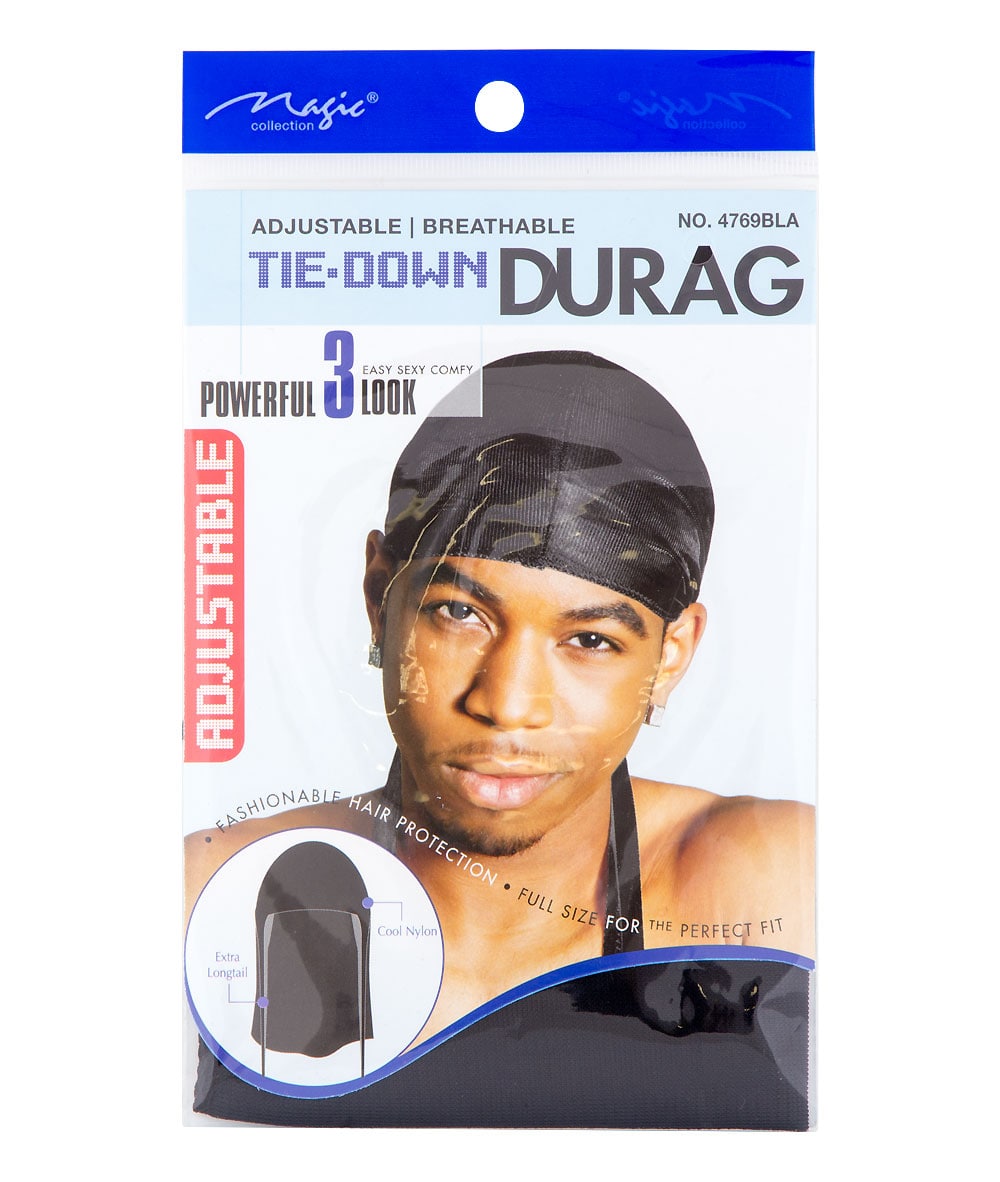 Magic Collection Magic Tie Down Durag Black #4769Blk, ACCESSORIES JEWELRY FASHION - Cloré Beauty
