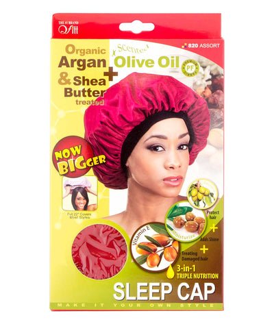 M&M Qfitt Organic Argan & Shea Butter + Olive Oil Sleep Cap