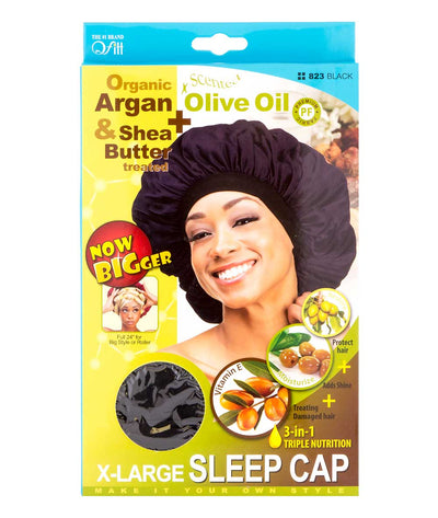 M&M Qfitt Organic Argan & Shea Butter + Olive Oil Sleep Cap X-Large