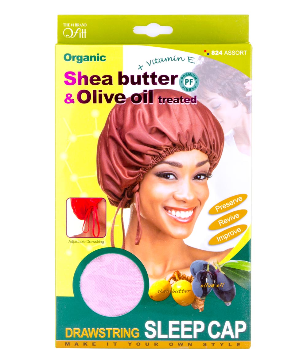 M&M Qfitt Organic Argan & Shea Butter + Olive Oil Drawstring Sleep Cap