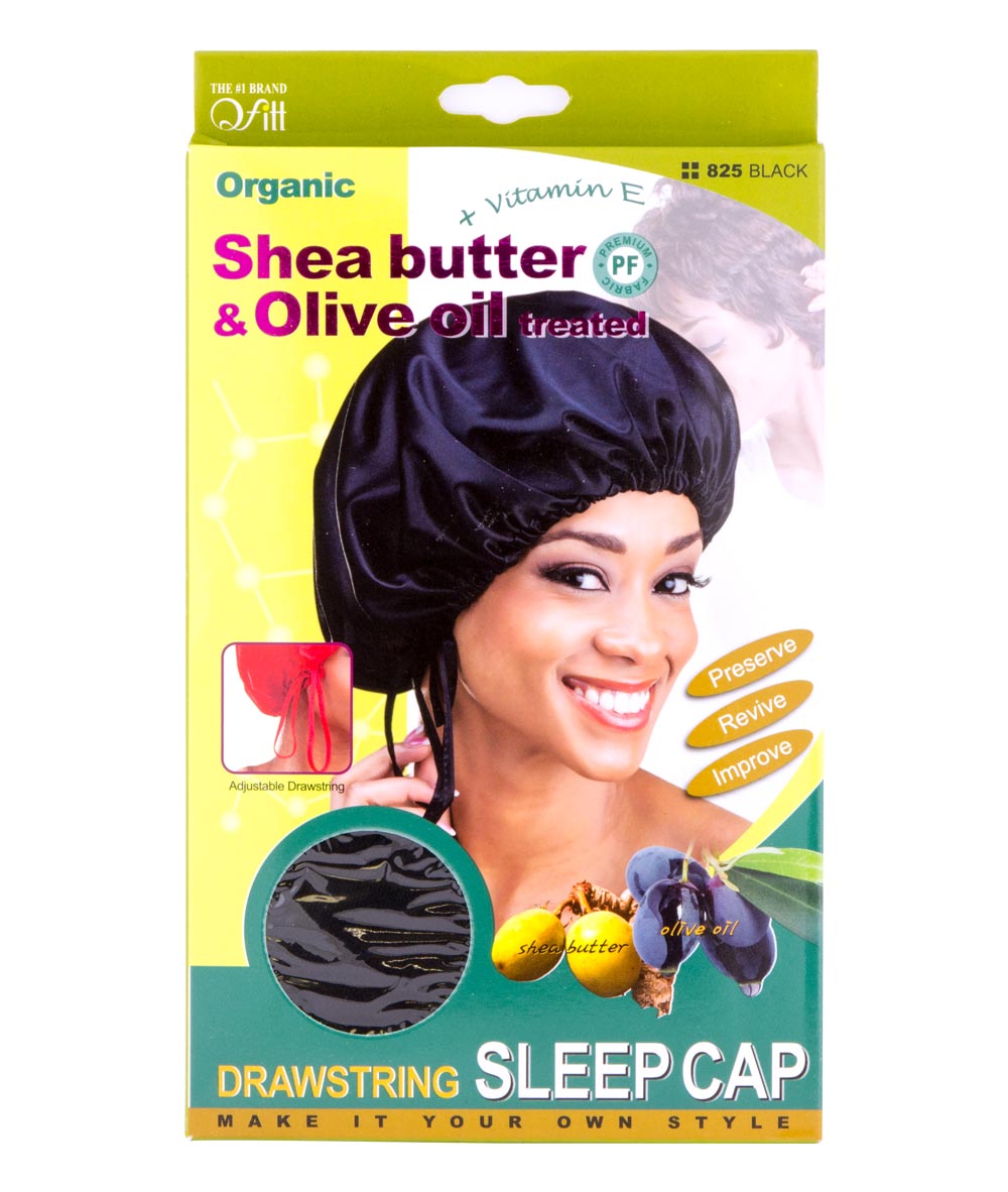 M&M Qfitt Organic Argan & Shea Butter + Olive Oil Drawstring Sleep Cap