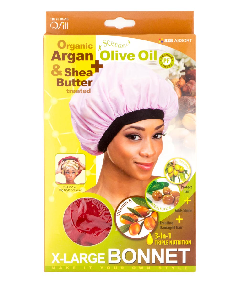 M&M Qfitt Organic Argan & Shea Butter + Olive Oil Bonnet X-Large, ACCESSORIES JEWELRY FASHION - Cloré Beauty