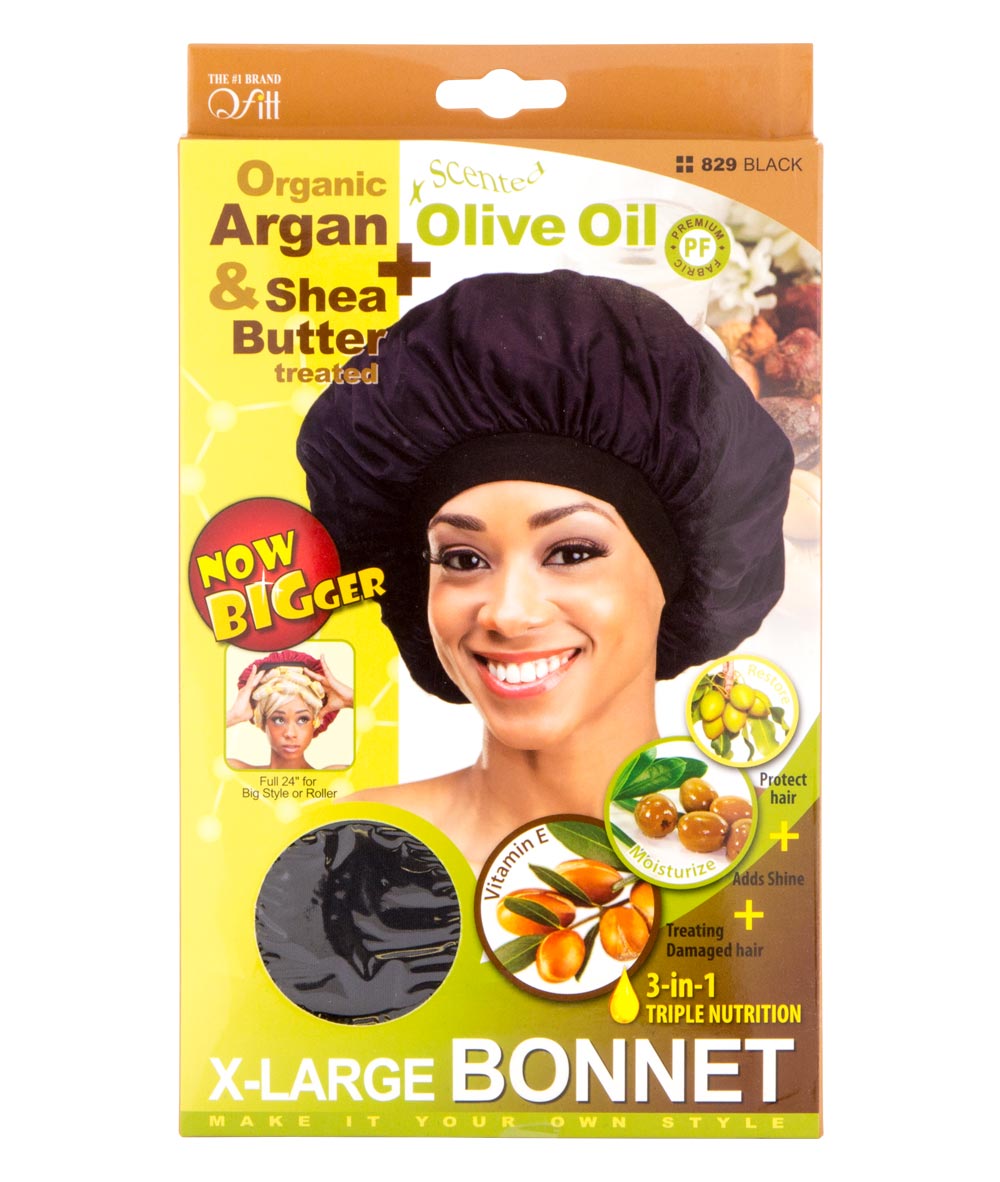 M&M Qfitt Organic Argan & Shea Butter + Olive Oil Bonnet X-Large, ACCESSORIES JEWELRY FASHION - Cloré Beauty