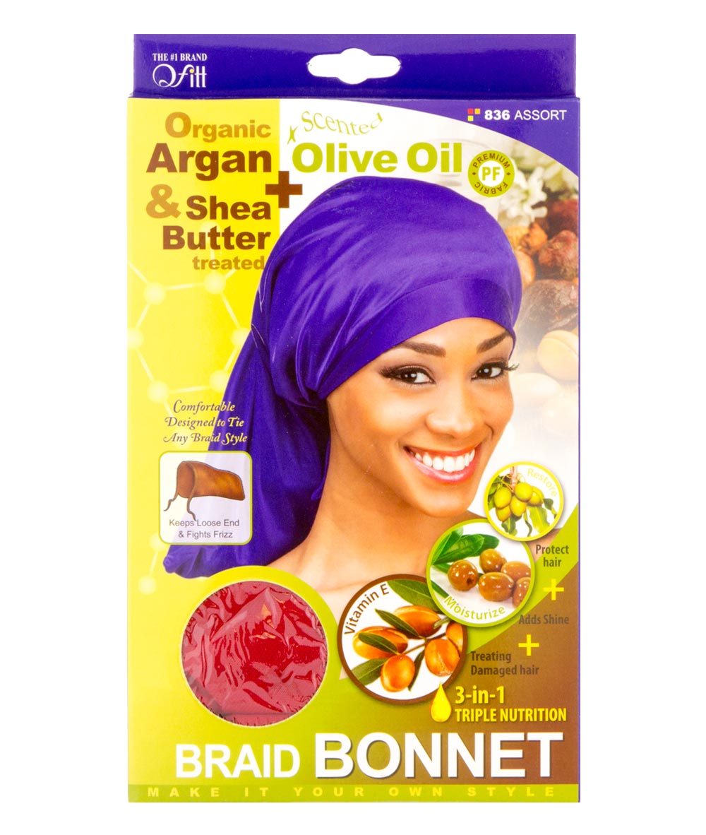 M&M Qfitt Organic Argan & Shea Butter + Olive Oil Braid Bonnet, ACCESSORIES JEWELRY FASHION - Cloré Beauty